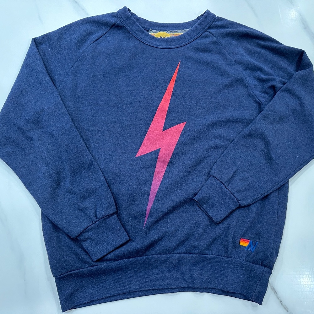Aviator Nation Lightning Bolt Crewneck in Size Small